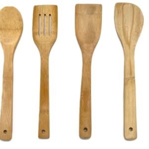 Conjunto de utensílios de cozinha em bambu